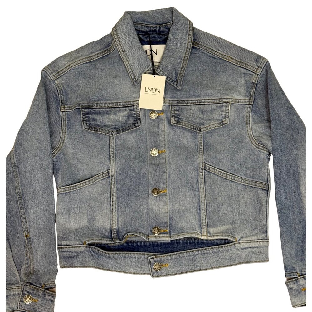 LNDN Women Medium Wash Cropped Denim Jacket Size Extra Small/ Extra Small
